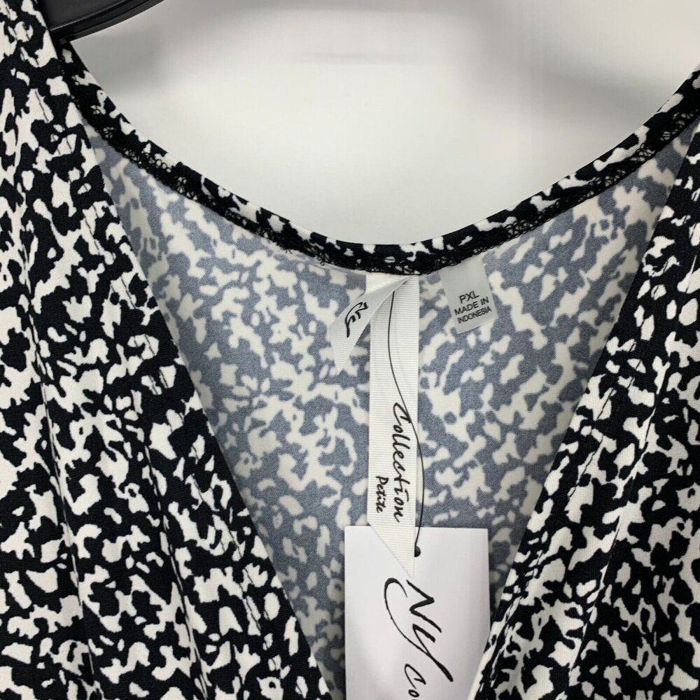 NY Collection Jumpsuit Black Printed Sleeveless V Neck NWT - Picture 4 of 13